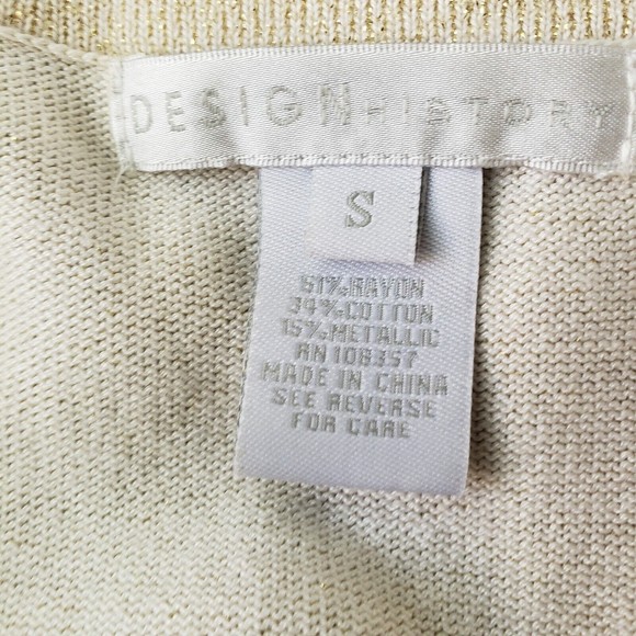 Design History Womens Knit Tank Dress S Cream Beautiful Flounce Metallic Sparkle - Picture 6 of 16